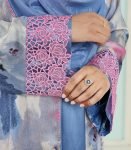(Cornflower Blue & Tie-dye Shaded) Double Layered Abaya (2)