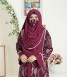 (Deep Maroon) Semi Double Layered Abaya (5)