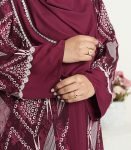 (Deep Maroon) Semi Double Layered Abaya (5)