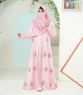 (Light Pink Color) Double Layered Abaya