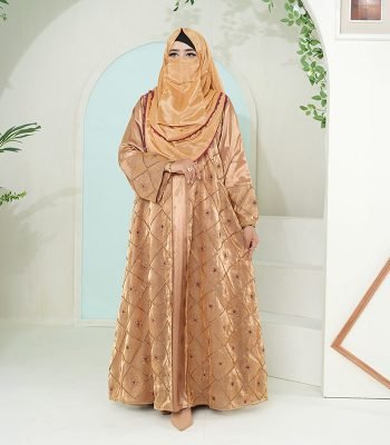 (Metallic Bronze Golden) Double Layered Abaya