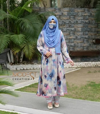 (Cornflower Blue & Tie-dye Shaded) Kurti