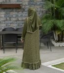 (Dark Olive Green) Double Layered Abaya (1)
