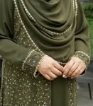 (Dark Olive Green) Double Layered Abaya (1)