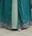 (Deep Sea Green & Light Mint Color) Double Layered Abaya