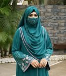 (Deep Sea Green & Light Mint Color) Double Layered Abaya