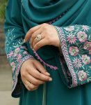 (Deep Sea Green & Light Mint Color) Double Layered Abaya