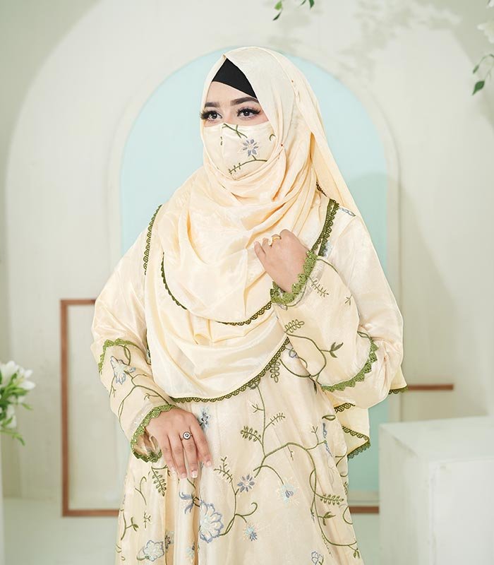 (Light Lemon Color) Gown-style Abaya (2)