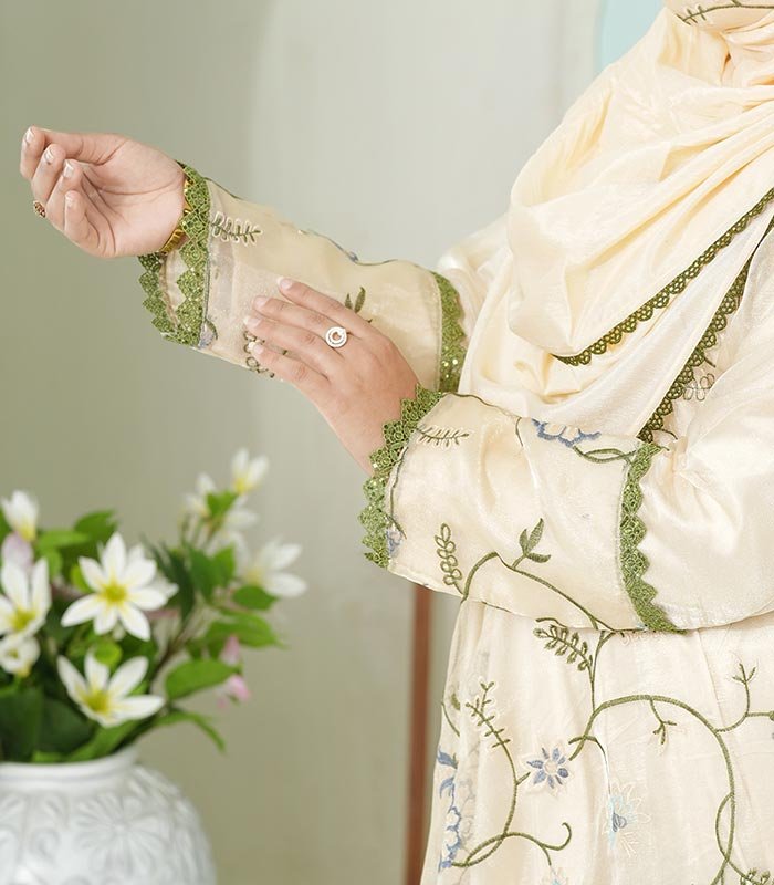 (Light Lemon Color) Gown-style Abaya (3)