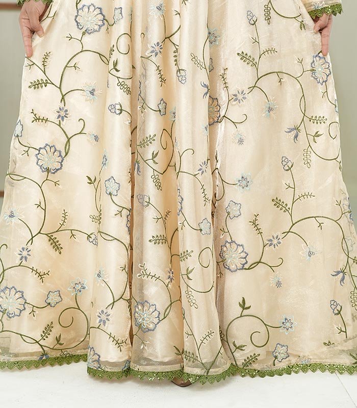 (Light Lemon Color) Gown-style Abaya (5)