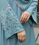 (Aqua Sea Color) Embroidered Abaya (2)