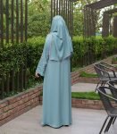 (Aqua Sea Color) Embroidered Abaya (2)