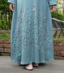 (Aqua Sea Color) Embroidered Abaya (2)