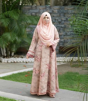 (Nude & Dusty Rose) Single Layered Abaya