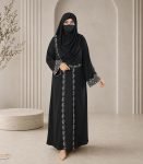 (Black) Semi-double Layer Abaya (1)