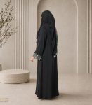 (Black) Semi-double Layer Abaya (1)