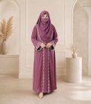 (Dusty Rosewood Color) Semi-double Layer Abaya