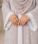(Light Gray & off-white) Double Layered Abaya (1)