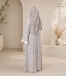 (Light Gray & off-white) Double Layered Abaya (1)