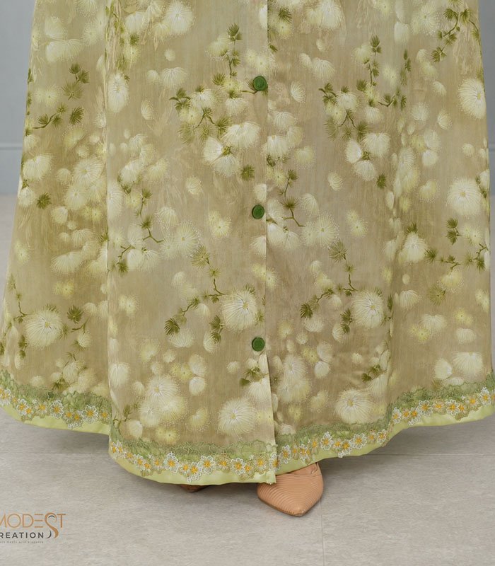 (Light Olive) Single Layered Abaya (4)