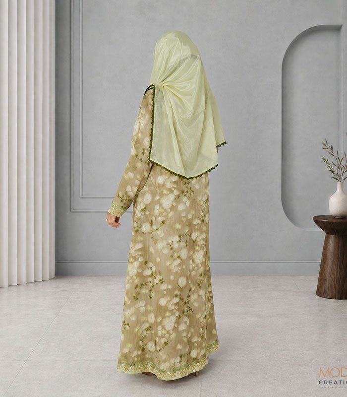 (Light Olive) Single Layered Abaya (5)