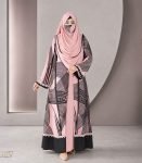(Nude Pink & Black Color) Double Layered Abaya