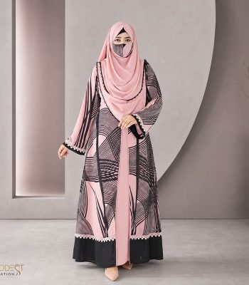 Home 33 (Nude Pink & Black Color) Double Layered Abaya