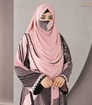 (Nude Pink & Black Color) Double Layered Abaya (1)