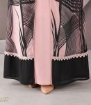 (Nude Pink & Black Color) Double Layered Abaya (1)