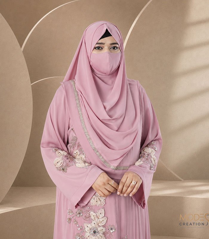 (Nude Pink) Kimono Style Abaya (2)