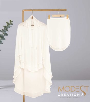 Off-White Full Coverage (Fixed Hijab) Set