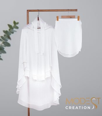White Full Coverage (Fixed Hijab) Set