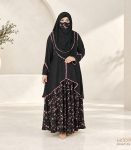 (Black Color) Double Layered Printed Abaya