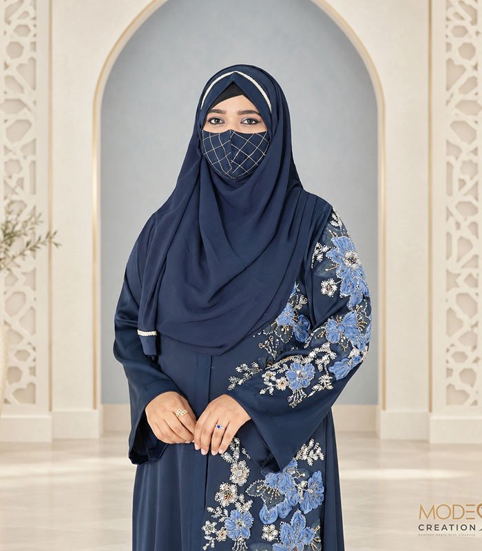 (Deep Navy Blue Color) Kimono Style Abaya (2)