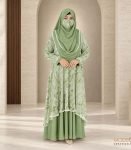 (Olive Color) Double Layered Printed Abaya