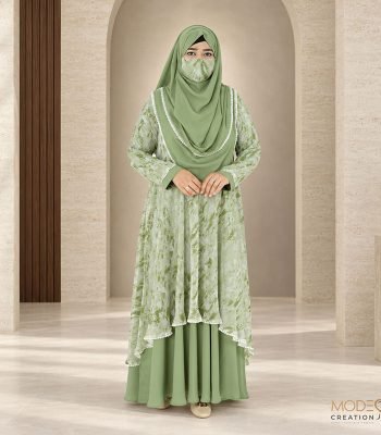 Home 25 (Olive Color) Double Layered Printed Abaya