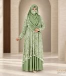 (Olive Color) Double Layered Printed Abaya (1)