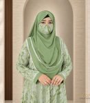(Olive Color) Double Layered Printed Abaya (1)