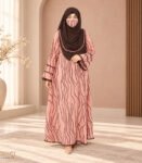 (Dusty Rose & Coffee Color) Printed Abaya (1)