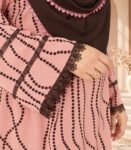 (Dusty Rose & Coffee Color) Printed Abaya (1)