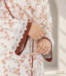 (Off-white & Burnt Caramel Ccolor) Printed Double Layered Abaya (1)