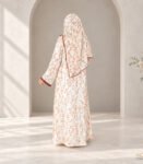 (Off-white & Burnt Caramel Ccolor) Printed Double Layered Abaya (1)