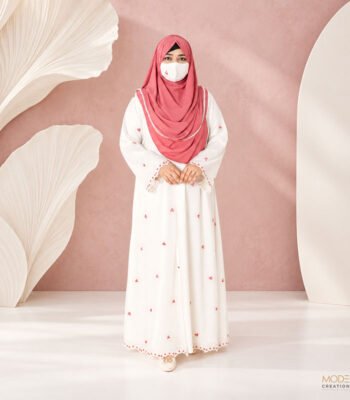Home 22 (Off-white) Embroidered Double Layered Abaya