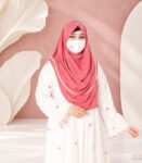 (Off-white) Embroidered Double Layered Abaya (1)
