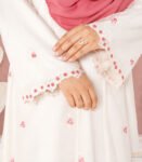 (Off-white) Embroidered Double Layered Abaya (1)