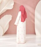 (Off-white) Embroidered Double Layered Abaya (1)