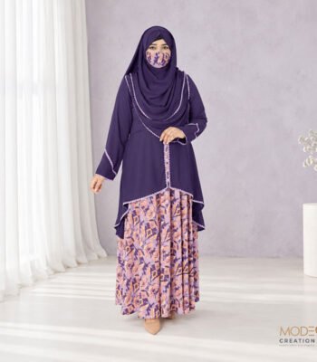 (Purple & Multi Color) Abaya